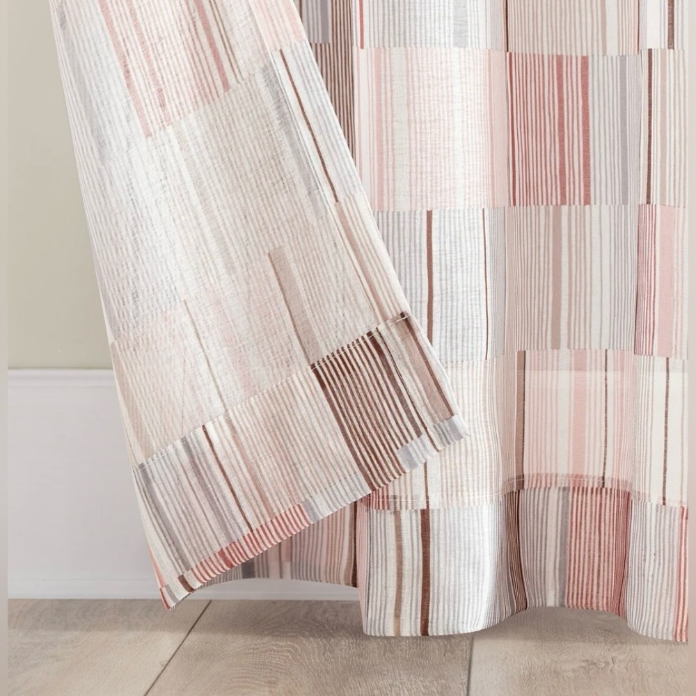 No. 918 Colby Offset Stripes Sheer Rod Pocket Curtain Panel; 2 Single Panels - Picture 6 of 8